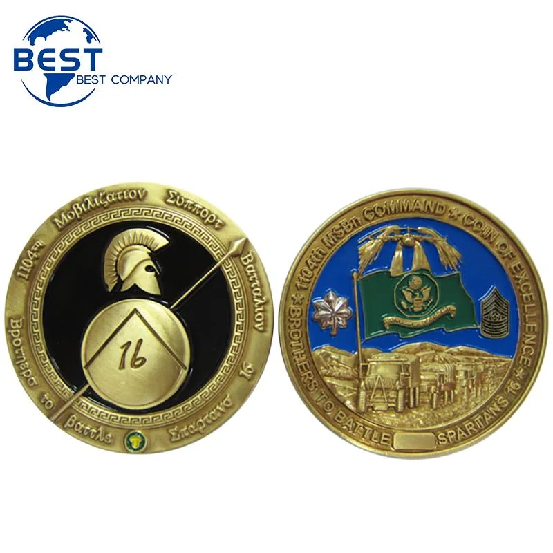 Design Logo Color Promotional Custom Souvenir Antique Brass Metal Challenge Coin