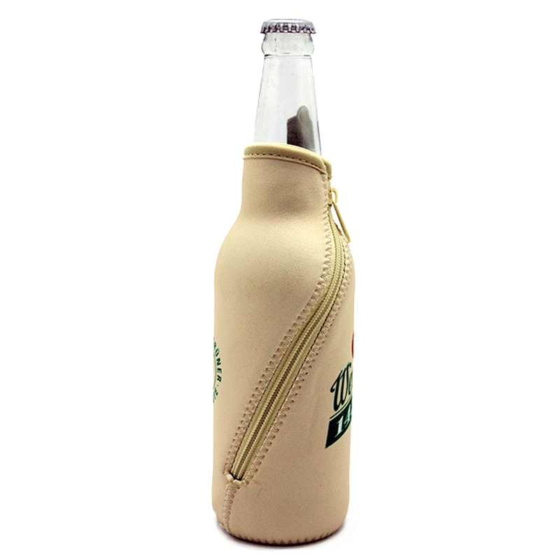 Impressão por sublimação em neoprene personalizado do refrigerador de garrafas de cerveja a Luva Saco com fecho de correr