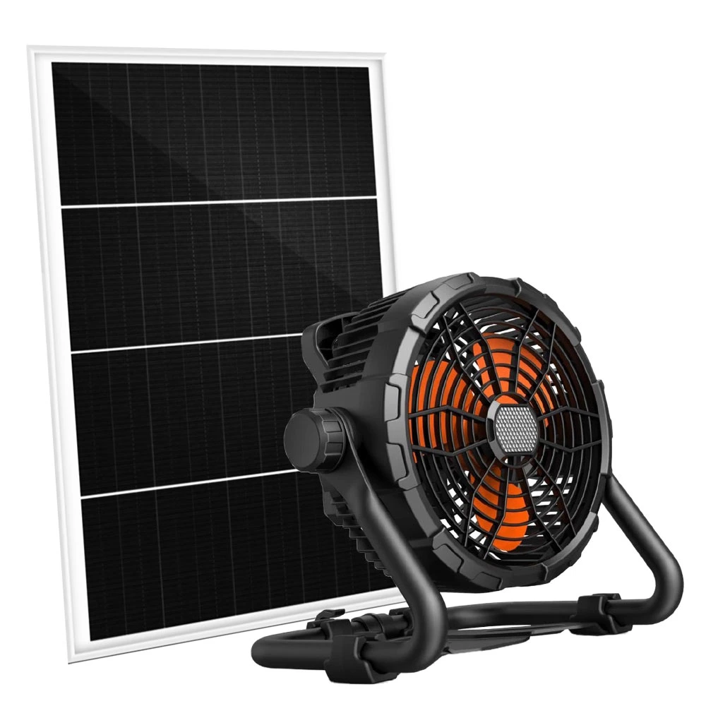 Oficina Inicio Solar Batería recargable de Ventilador de mesa DC Escritorio Uso ventiladores luz LED de emergencia USB CHARGE Ventilador de pie