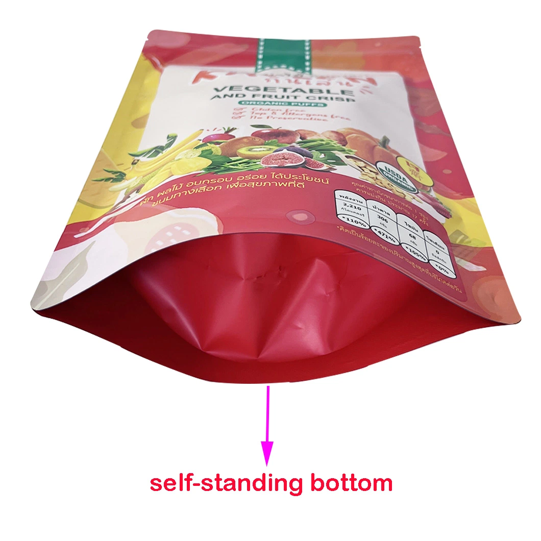 Custom Food Grade Foil Lining Stand up Ziplock Food Packaging Plastic Bags