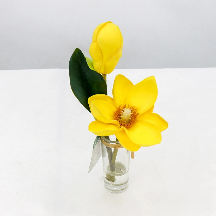 High quality/High cost performance  Home Decoration Artificial Foam Magnolia Flowers with Glass Vase