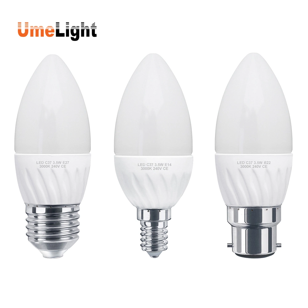 3.5W Frosted Cover LED Candle Lamp Warm White 3000K E27 or E14 or B22 C37 Candle Lights 30W Replacement Idea for Incandescent Bulb Chandeliers Wall Lights