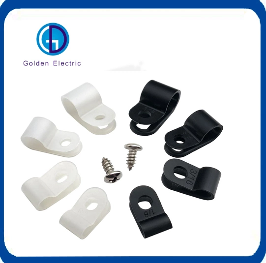 High quality/High cost performance 6.35-7.9mm Plastic Nylon R Type Cable Clamp 1/4 Cable Holder Clip