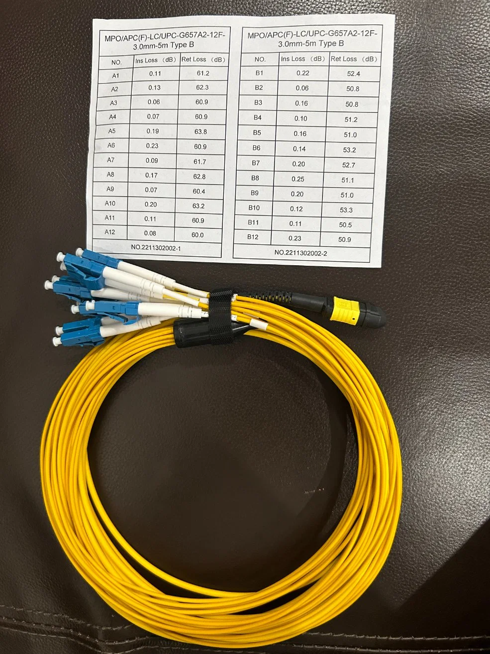 MPO /APC إلى LC/UPC Fibre Patchcord، Fanout Patchcord