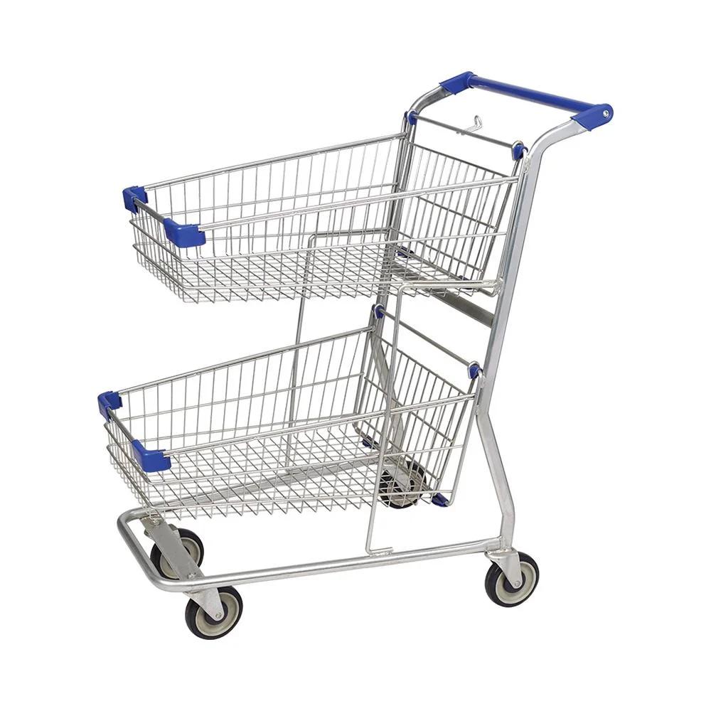 Double Baskets Design Supermarket Shopping Carts