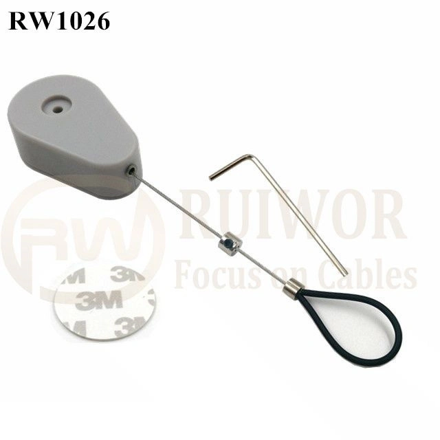 Correa de seguridad retráctil Drop-Shaped Plus Cable ajustable de acero inoxidable recubierto de bucle de tubo flexible de silicona