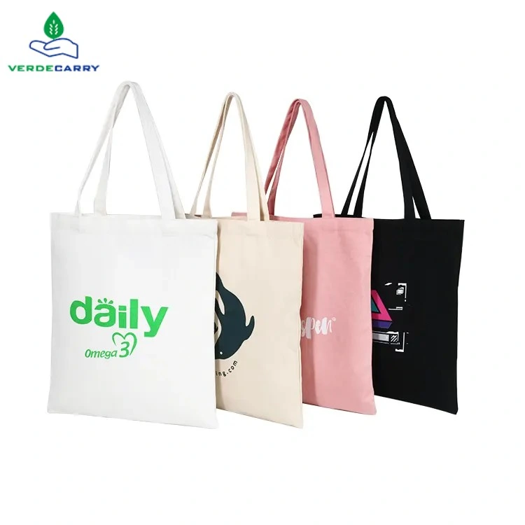 Bolsa de mano de algodón lisa con logotipo impreso personalizado promocional ecológico al por mayor Bolsa de lona de compras