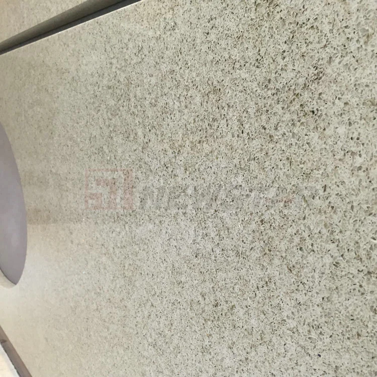 Chinese Manufacture Project Cutting Fabricated Worktop Kitchen Beige Quartz Stone