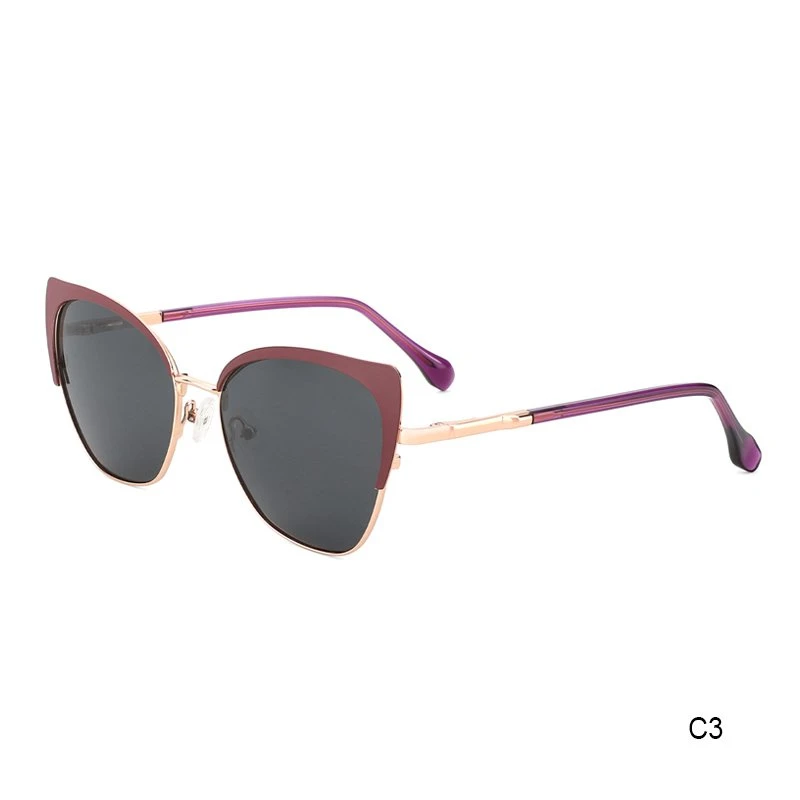 Wholesale/Supplier Popular Custom Woman Cat Eye Fashion Metal Eyewear Thin Metal Sunglasses