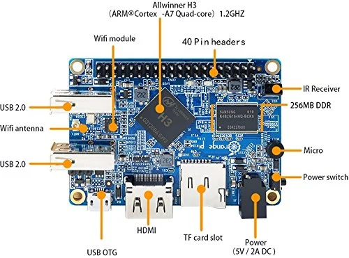 Orange Pi Lite Single Board Computer with Quad Core 1.2GHz Armv7 512MB DDR3 WiFi