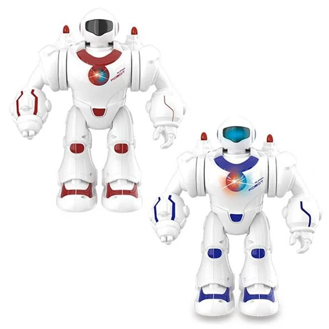 Kids B/O Electric Intelligent Humanoid Robot Toy with Light and Music Automatic Launch Function Battery Operated Robot Toys Educational Robots Toy