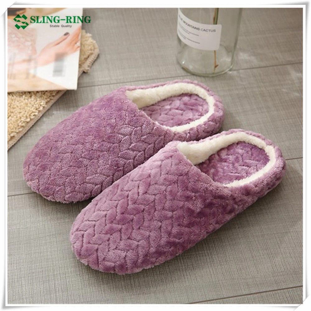 Nice Floral Pattern Indoor Slippers Lady Shoes Wholesale Fluffy Slippers