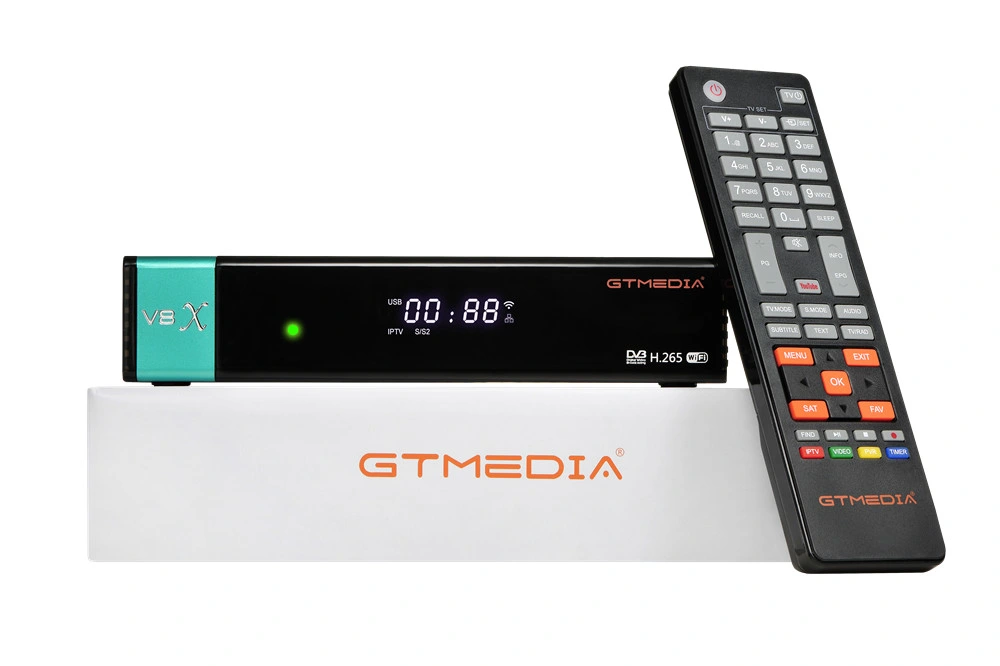 Gtmedia V8 X Gratuit pour l'Air FTA DVB-S/S2/S2X Scart+Ca Récepteur TV Satellite Full HD avec Emplacement pour Carte Ca V8X