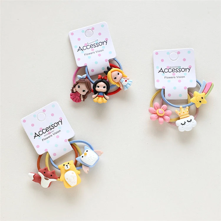 3PCS Cartoon Clouds Rainbows Princess Headwear Kids Elastic Hair Bands