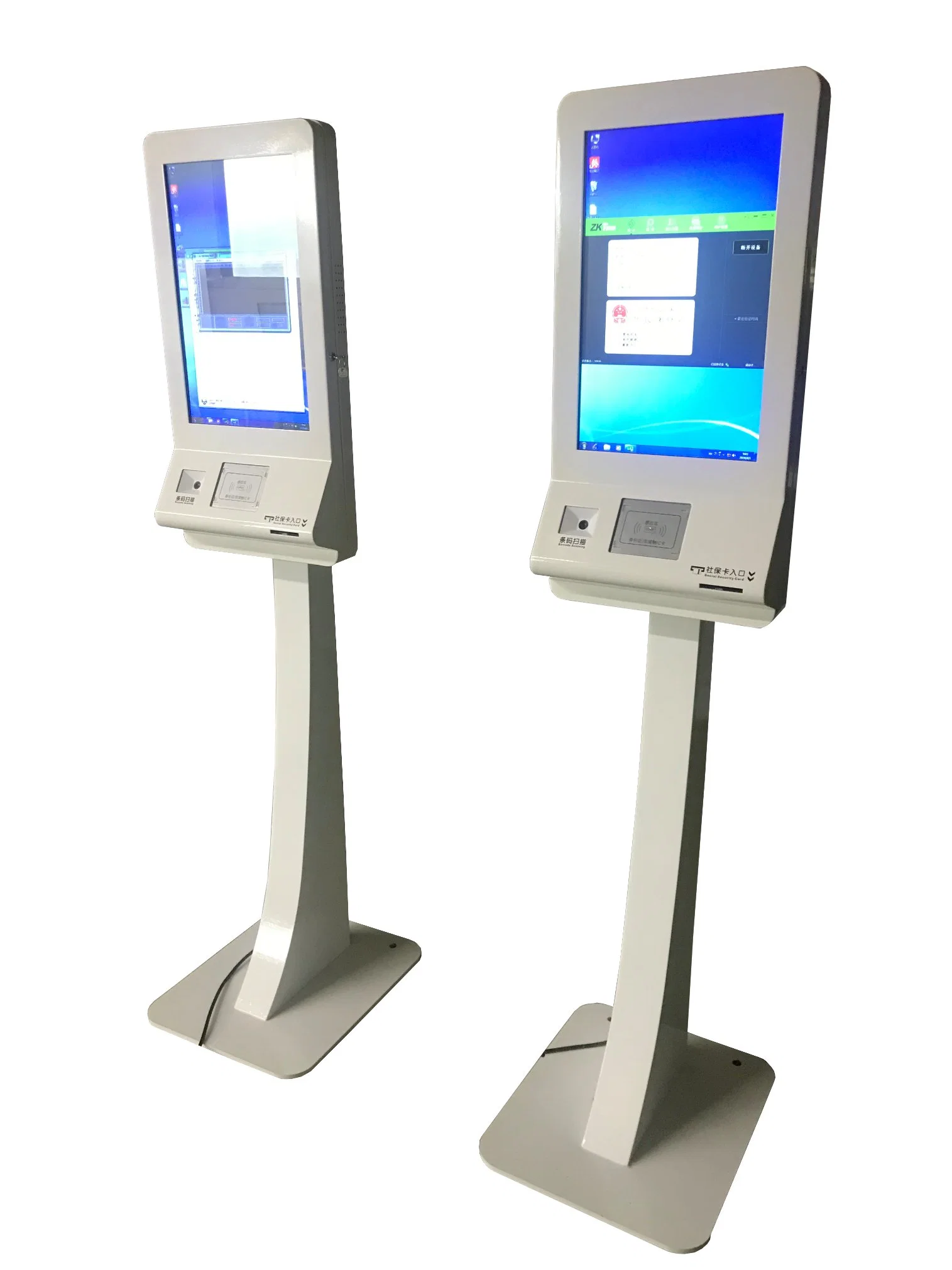 19 Inch Floor Stand Information Kiosk Interactive LCD Touch Display Ticket Vending Machine with Bar Code Scanner ID Card Reader