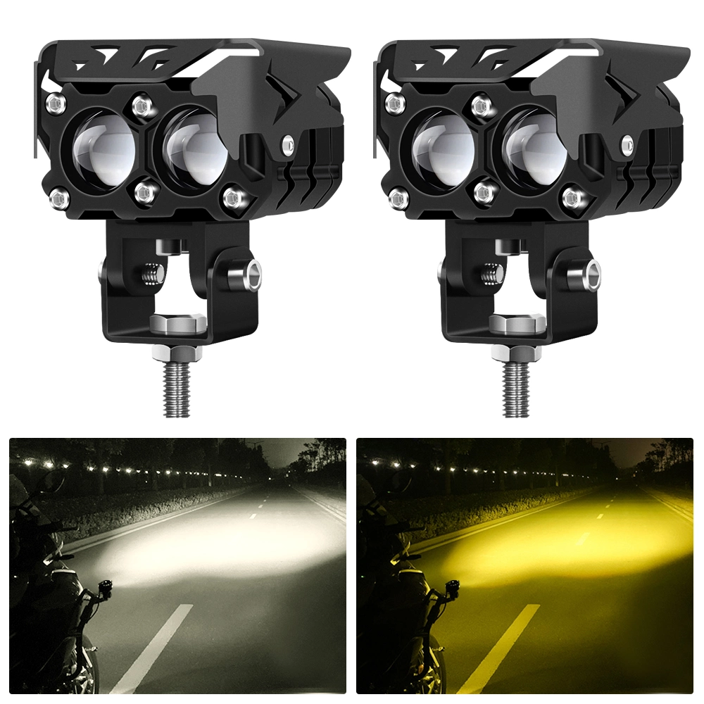 U10 sistema de iluminación de motocicletas 30W lente de proyector LED Faro de motocicleta Spot 6000K 3000K Color Dual Blanco ámbar 9-80V Kit