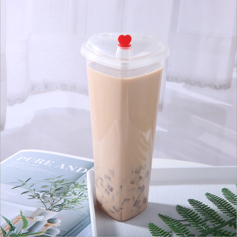 Disposable Milktea Cup 500ml 700ml Slim Empty Plastic PP Cold Press Juice Cup with Colorful Cap Customized Logo