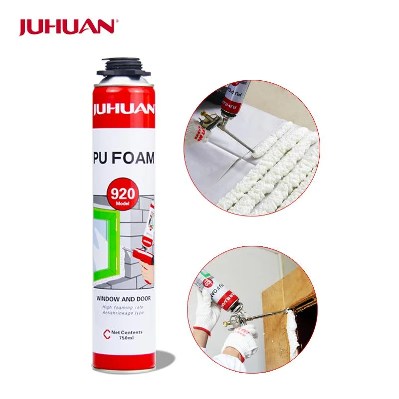 Juhuan-Factory Supply	750ml/500ml/300ml CFC-Free Mounting Foam for Aluminum Door