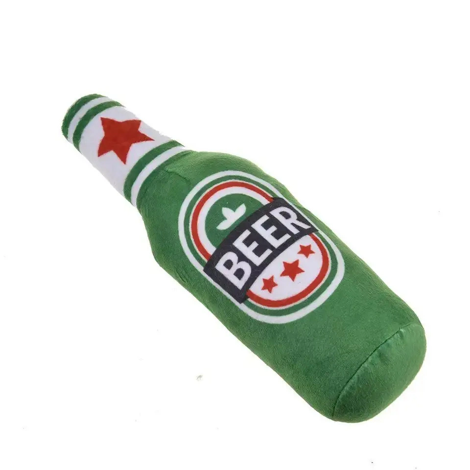 New Product Funny Design Wine Bottle Plush Squeaky Pet Chew Toys