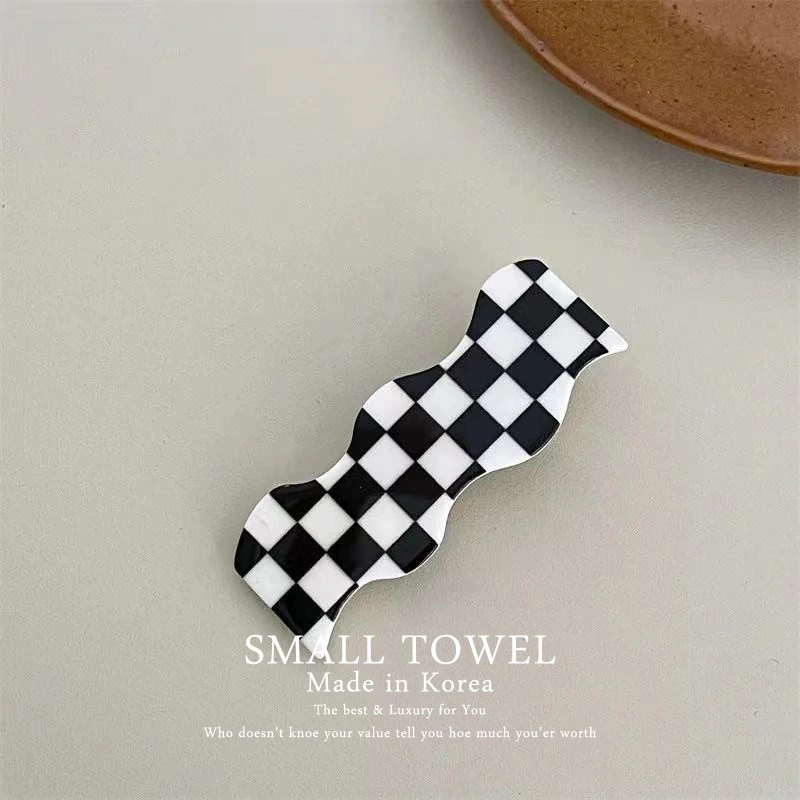 Fashion Jewelry Colorful Checkerboard Girls Wave Hair Clip Side Clip