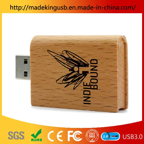 Prix de gros Populaire Nouveau lecteur Flash USB en bois pivotant Logo personnalisé