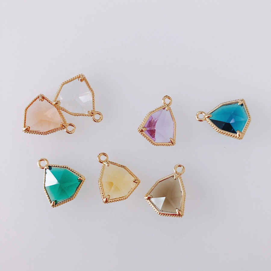 DIY Copper Plated Wrap Gold Diamond Mini Triangle Pendant Earrings Accessories