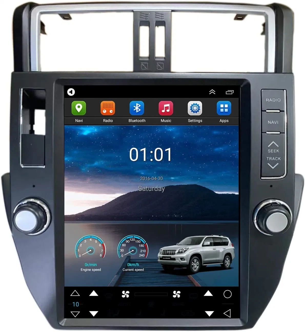 Para o sistema de navegação automóvel Android 11 de 12.1 polegadas da Tesla Style Rádio GPS com leitor de multimédia estéreo Ecrã Táctil IPS para Toyota Prado 2010-2013