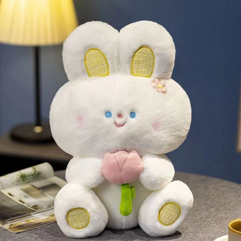 Lindo Tulip oído permanente el conejo de peluche Muñeca de juguete poco conejo blanco Doll niños lanzar almohada