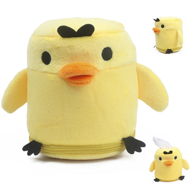 Custom Made Cute Yellow Chicken Design Soft Cover Plush Animal Tissue Box