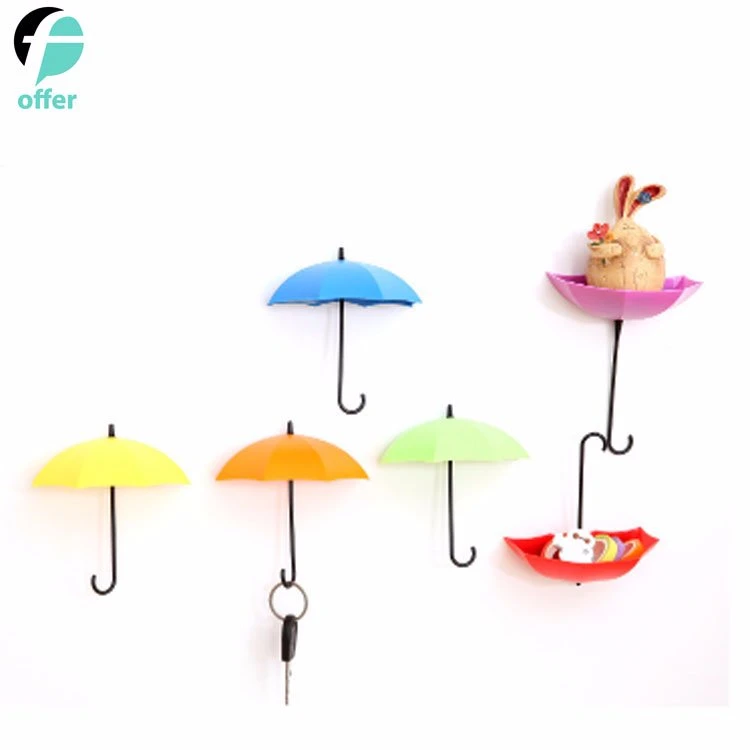 3PCS Sets Colorful Traceless Nail-Free Umbrella Shape Glue Hook Sticker