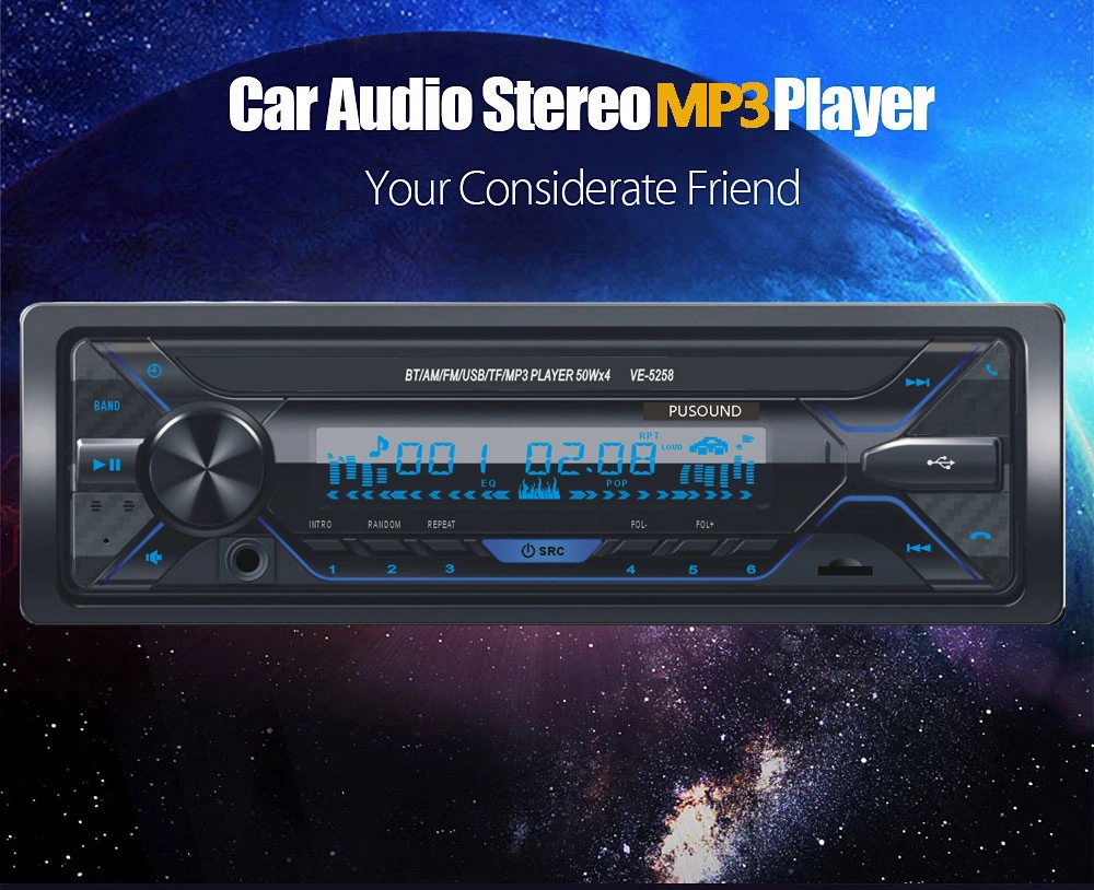 Car Stereo Multicolor Bluetooth Audio Aux USB SD/TF FM Radio MP3 Player