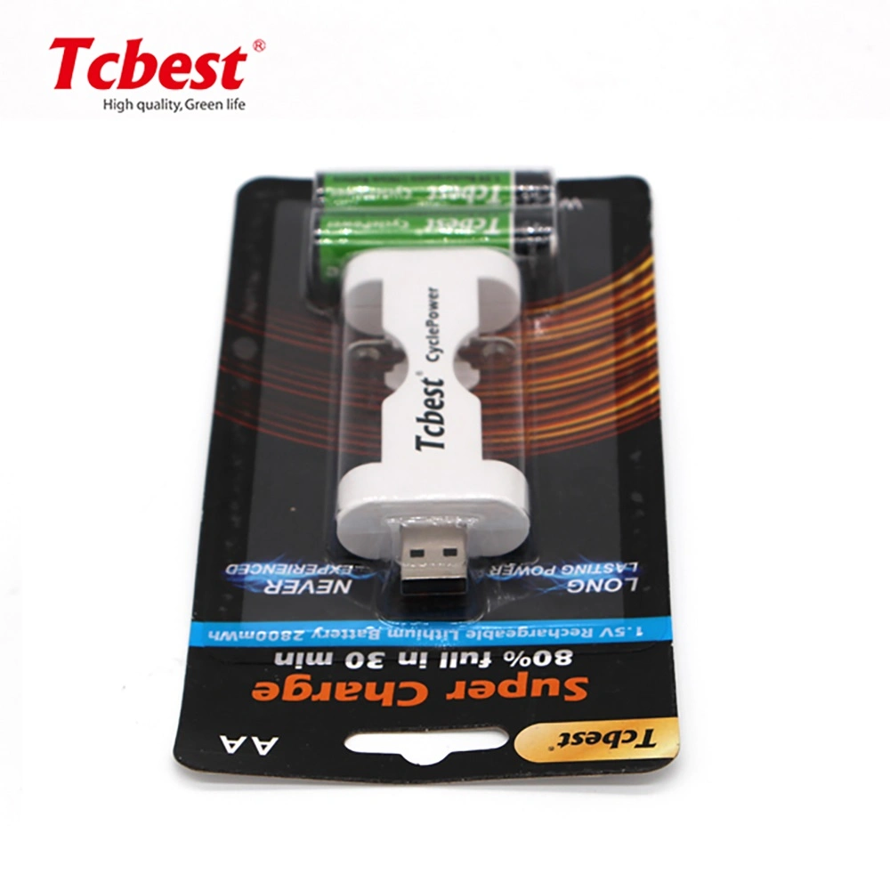 USB batería recargable de litio AA AAA 2200mwh Li-ion 1.5V AA Pack de baterías 2 baterías de litio 1,5V AA USB cargador de batería recargable de litio