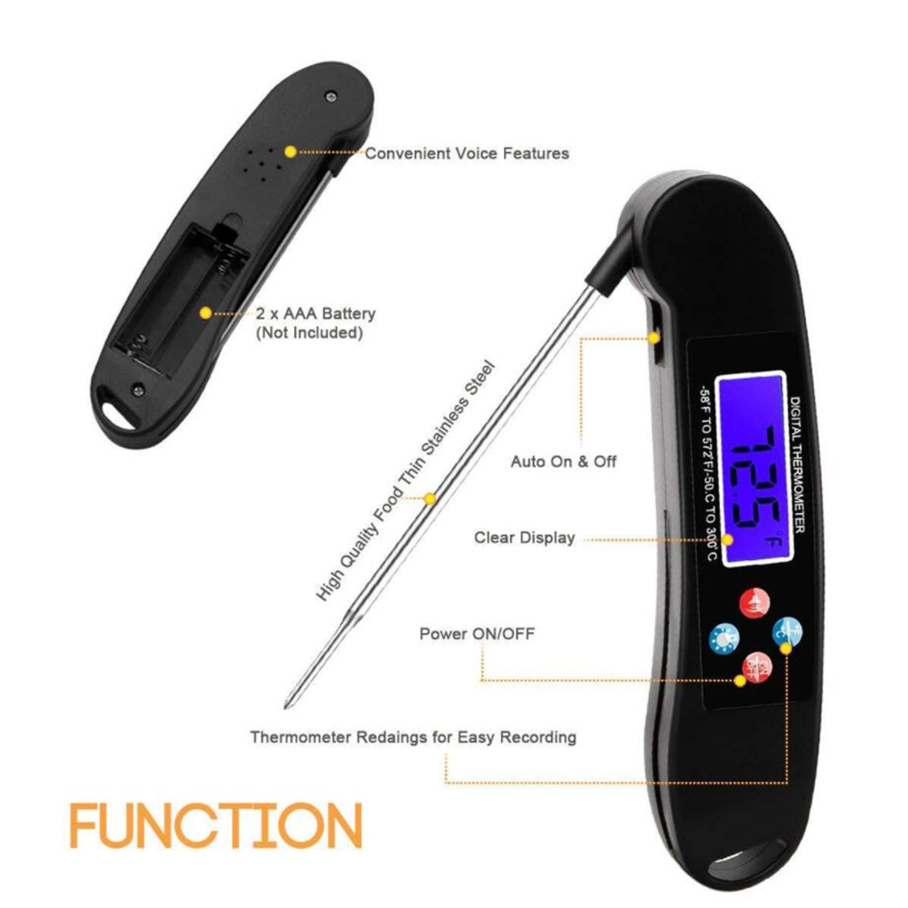 Cooking Food Meat Thermometer Digital Probe BBQ Grill Instant Read with Backlight Wbb10126