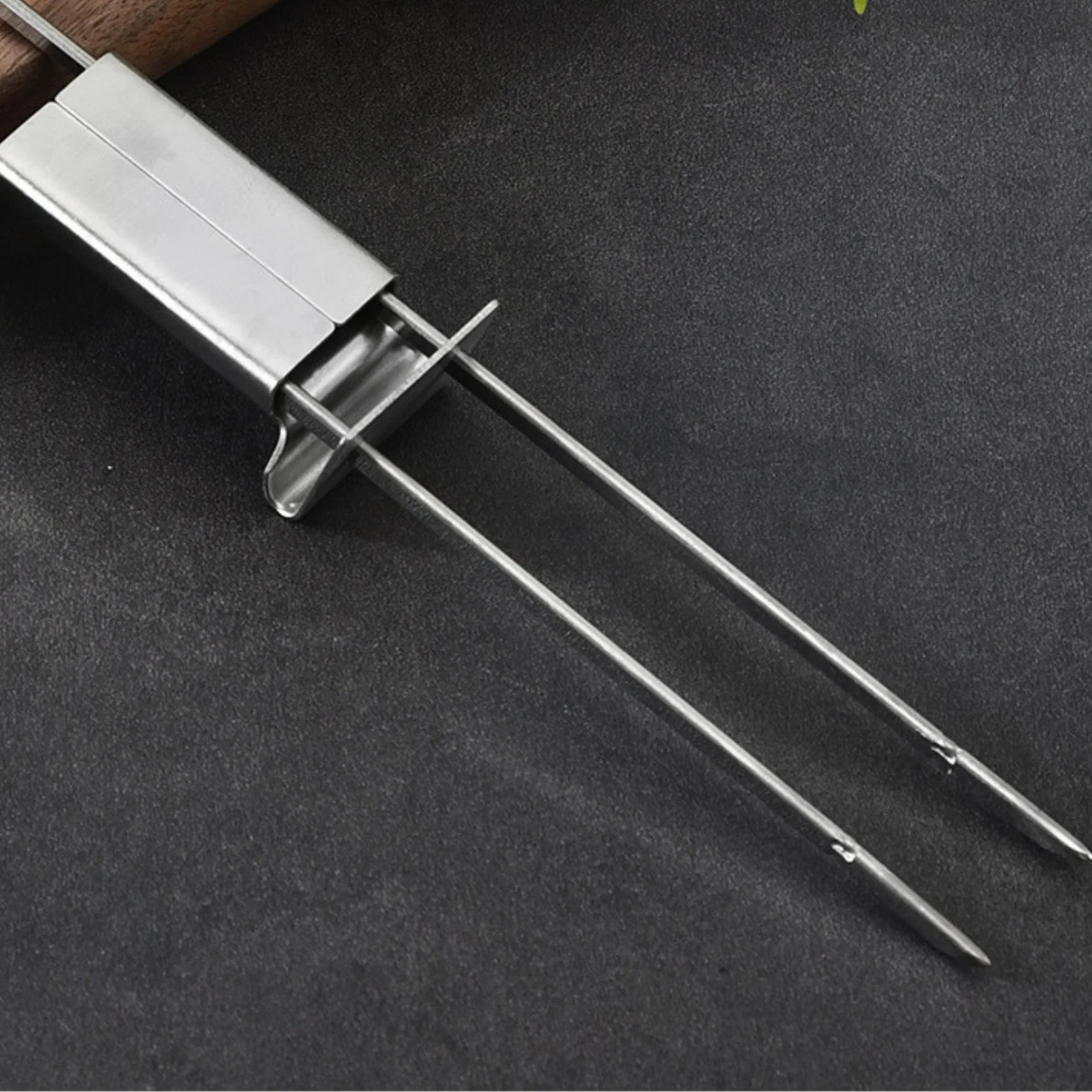 Skewers for Grilling-Long Double Pronged BBQ Skewers with Push Bar