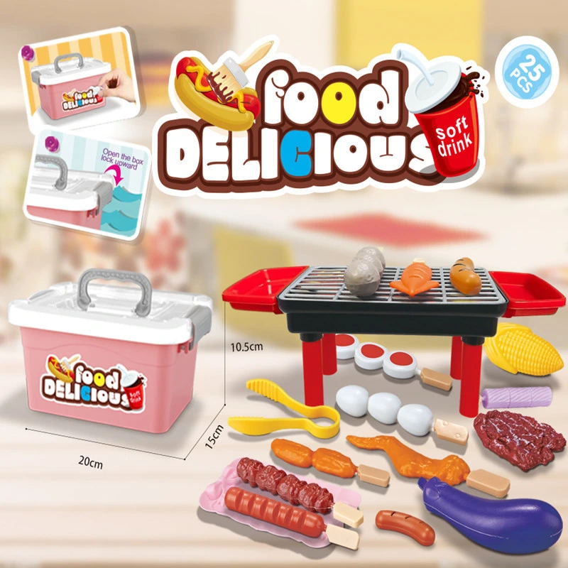 Children's Barbecue Toy Boys and Girls Cooking Kitchen Barbecue Skewers Burger Fries Ice Cream Simulation Food