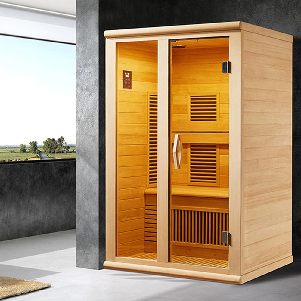 Custom Size Infrared Sauna Room Colorful LED Light Hotel Wooden Sauna Room