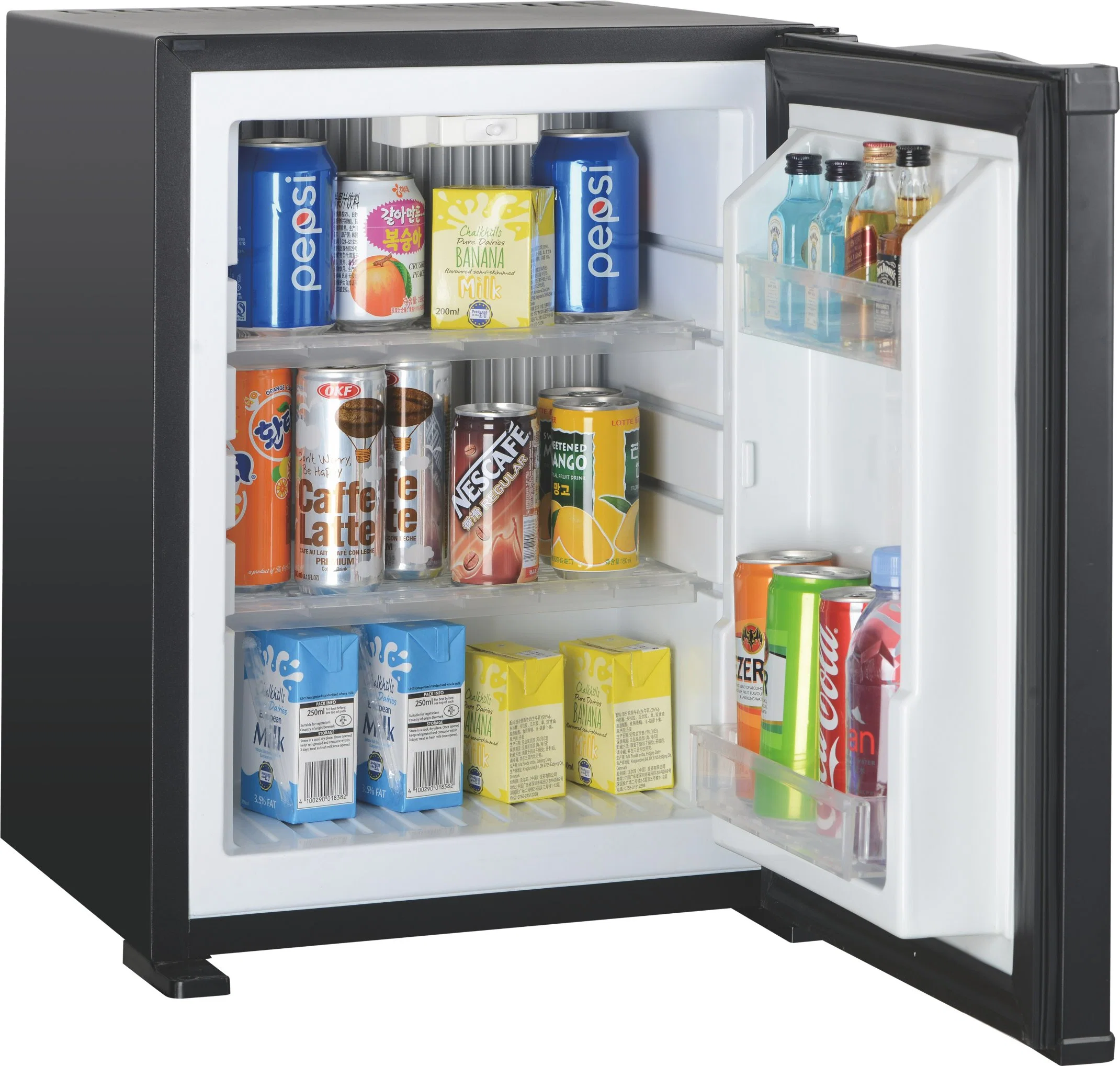 Mini-bar de refrigeração de absorção porta sólida para quarto de hóspede