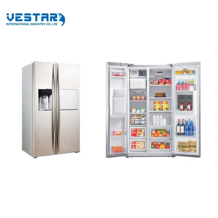 520L Home Use Stainless Steel Black Glass Door Optional No Frost Side by Side Fridges with Dispenser Ice M