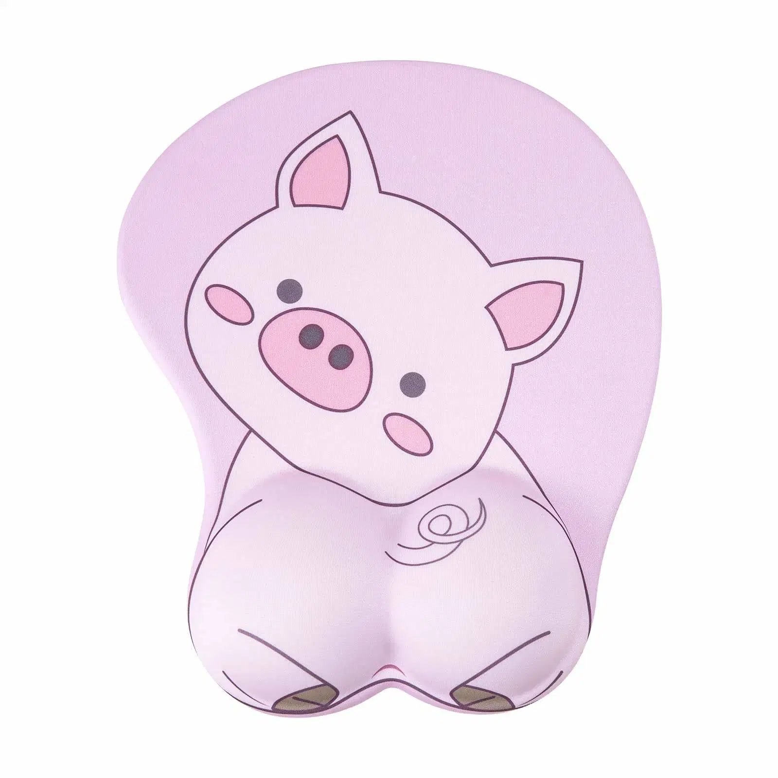 Cartoon Kawaii Pink with Piggy Pattern with Wrist Rest Mouse Pad for Gaming Home Office