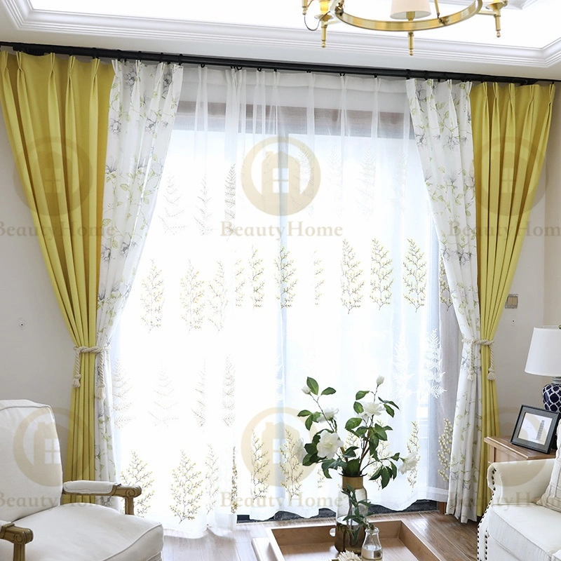 Bas prix Asie du Sud-est Nouveau style Home Light tissu décoratif Avec rideaux en fil de polyester à motif brodé fin