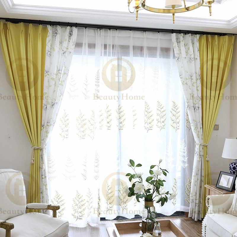 Low Price Southeast Asia New Style Home Light Decorative Fabric with Sheer Polyester Printed Fabric Embroidery Yarn Curtains