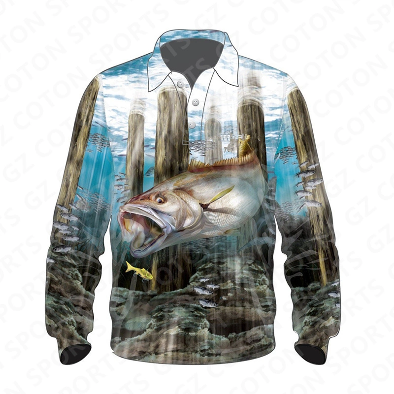 Custom Made Mens Tournoi de pêche de la sublimation de vêtements à manches longues Tee-shirts de pêche vierge