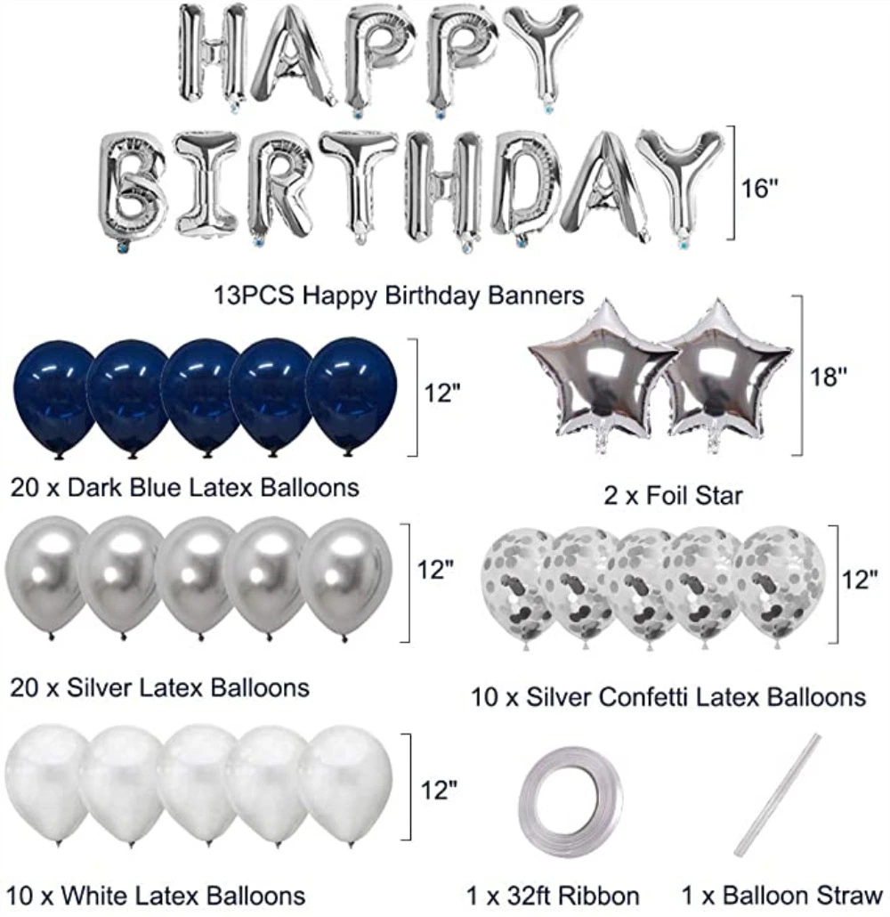 Navy Blue Night Blue Aluminum-Film Birthday Banner Wedding Party Decoration Banner