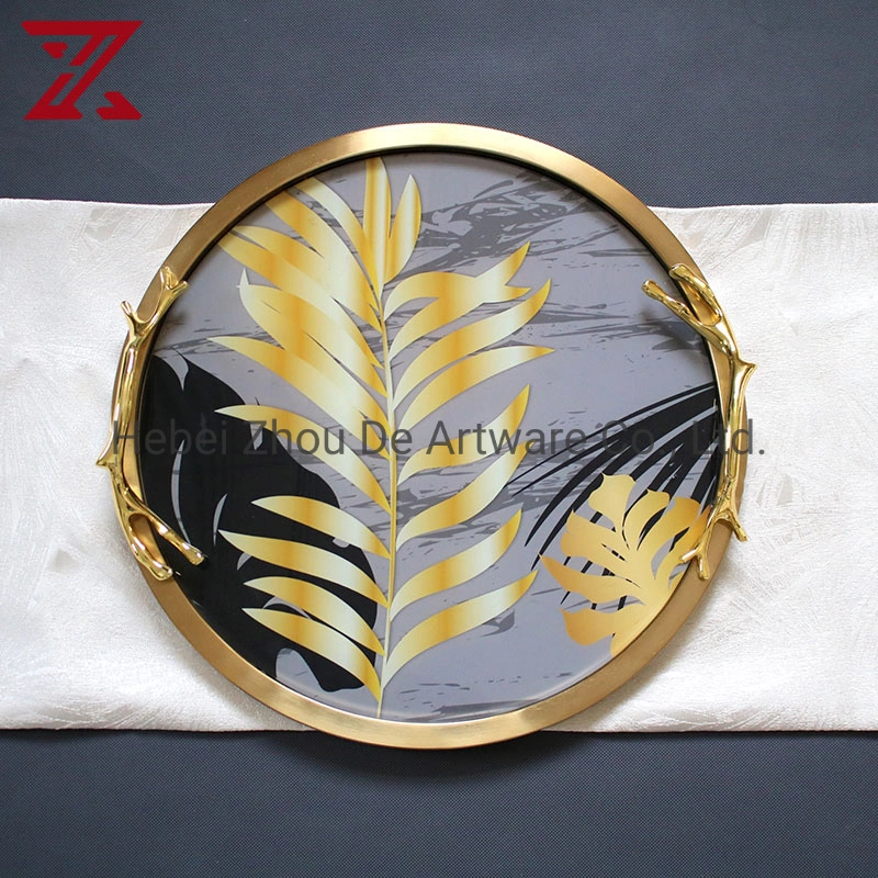 Factory Custom Gold Mirror Tray Glass Tray for Table Perfume Vanity Home Living Room Decor