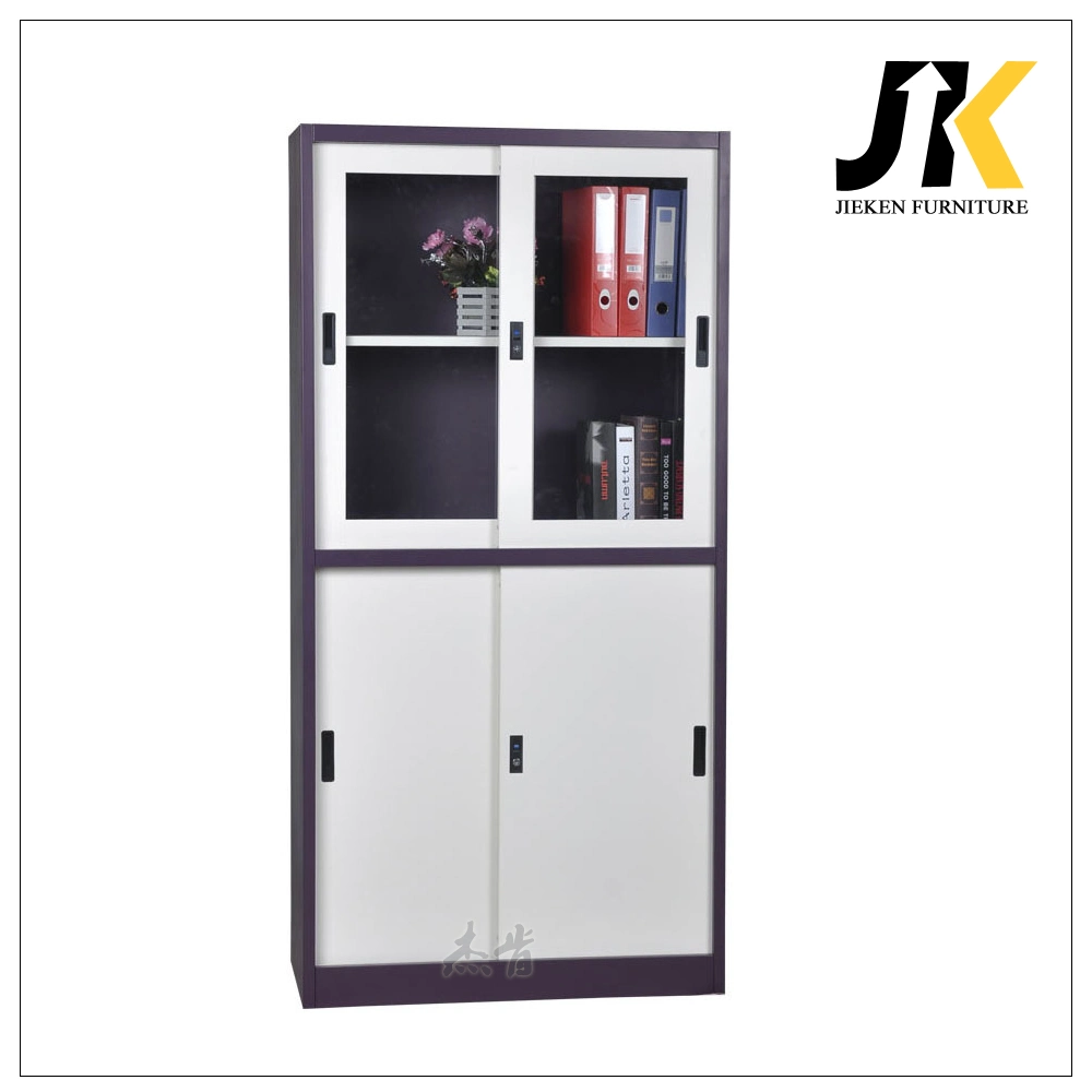 Steel File Glass Door Filing Cabinet Sliding Door Bookcase for Office or Home