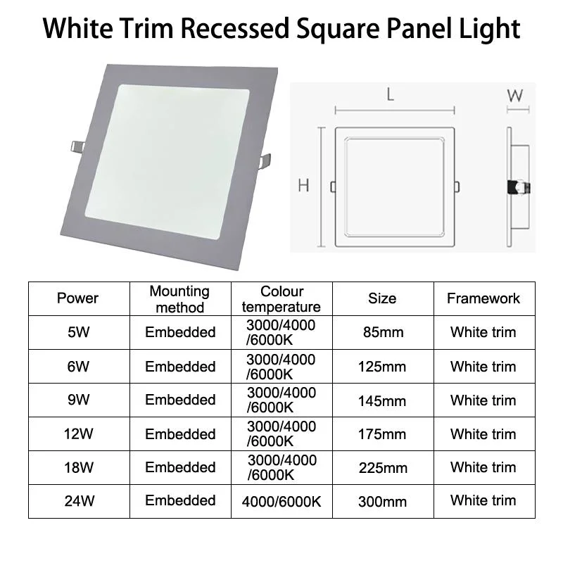 Made in China Selling Modern White Panel Lamp 12W Embedded Indoor Lighting 175mm