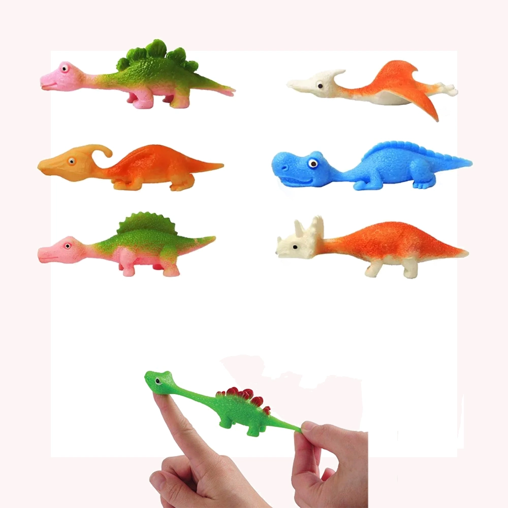 TPR Stretchy Soft Flying Dinosaur Animal Catapult Finger Slingshot Toy for Kids