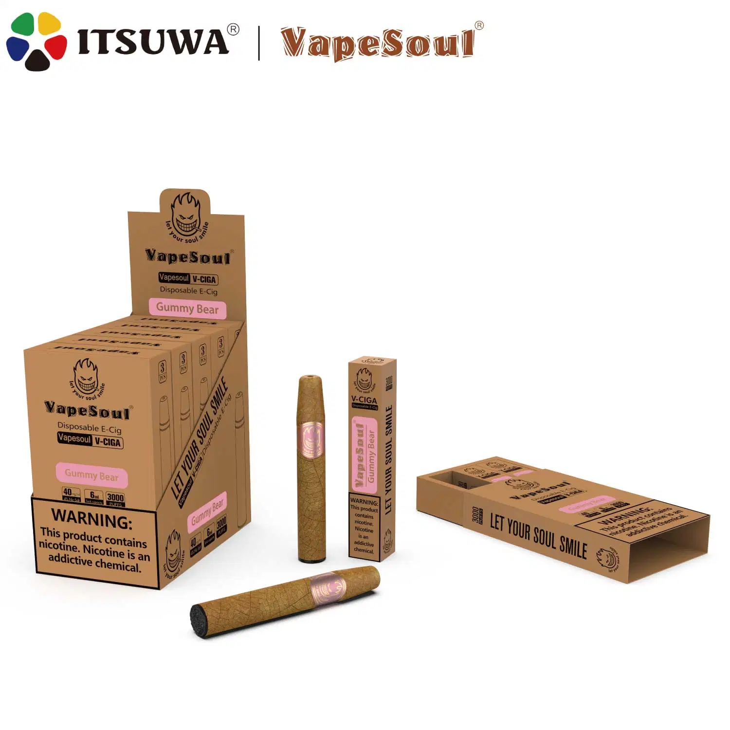 Vapesoul V Ciga Bulk Wholesale/Supplier Cotton Coil 3000 Puffs Disposable/Chargeable 2023 Most Popular Vape Battery Smoking Vape