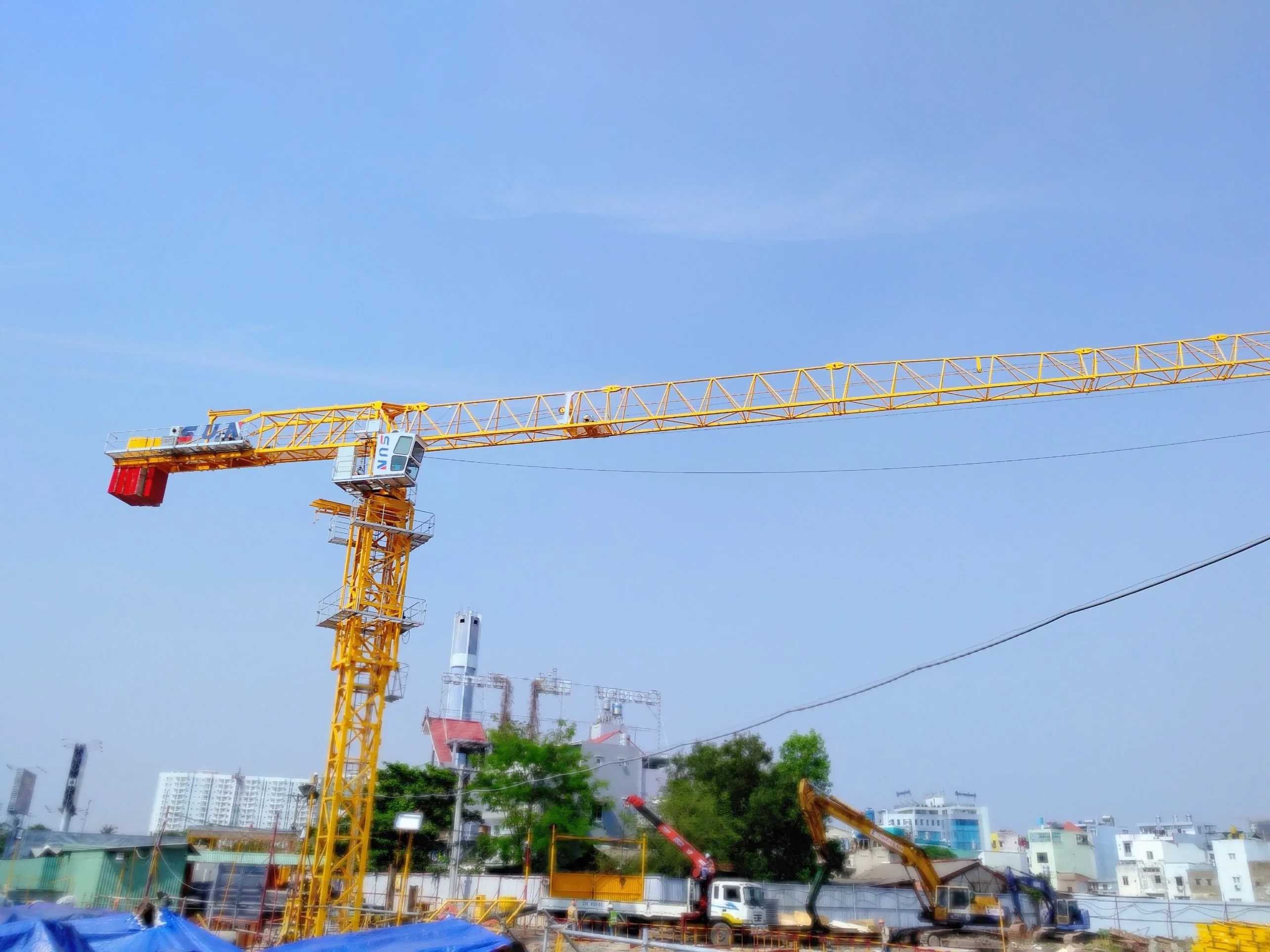 Sun Official Best Selling 10ton China Building Construction Hydraulic Topless Tower Crane Price Qtp7015-10t