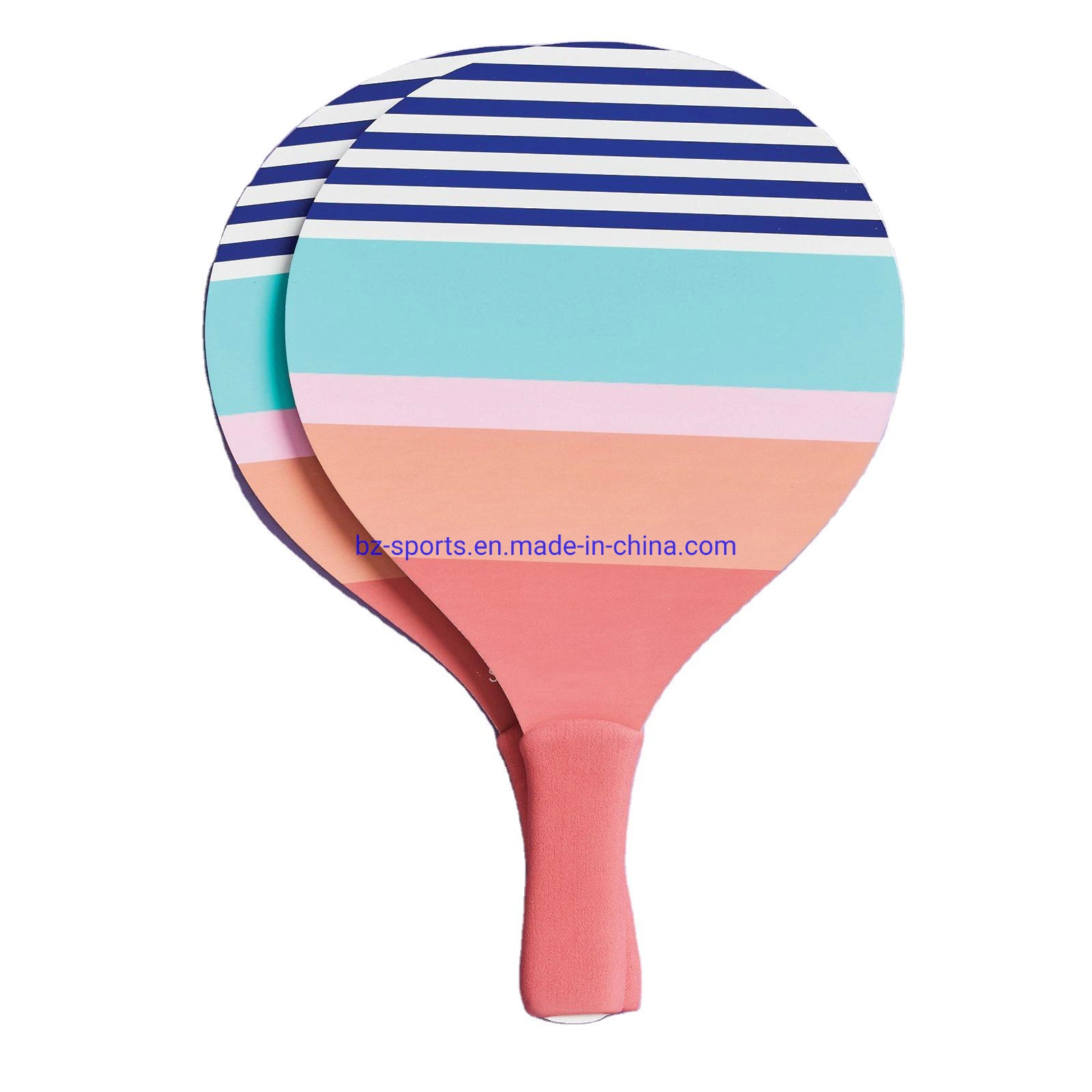 Pelota de playa promocionales Paddle Raqueta de madera MDF con un agarre cómodo mango de plástico de la bola de plástico